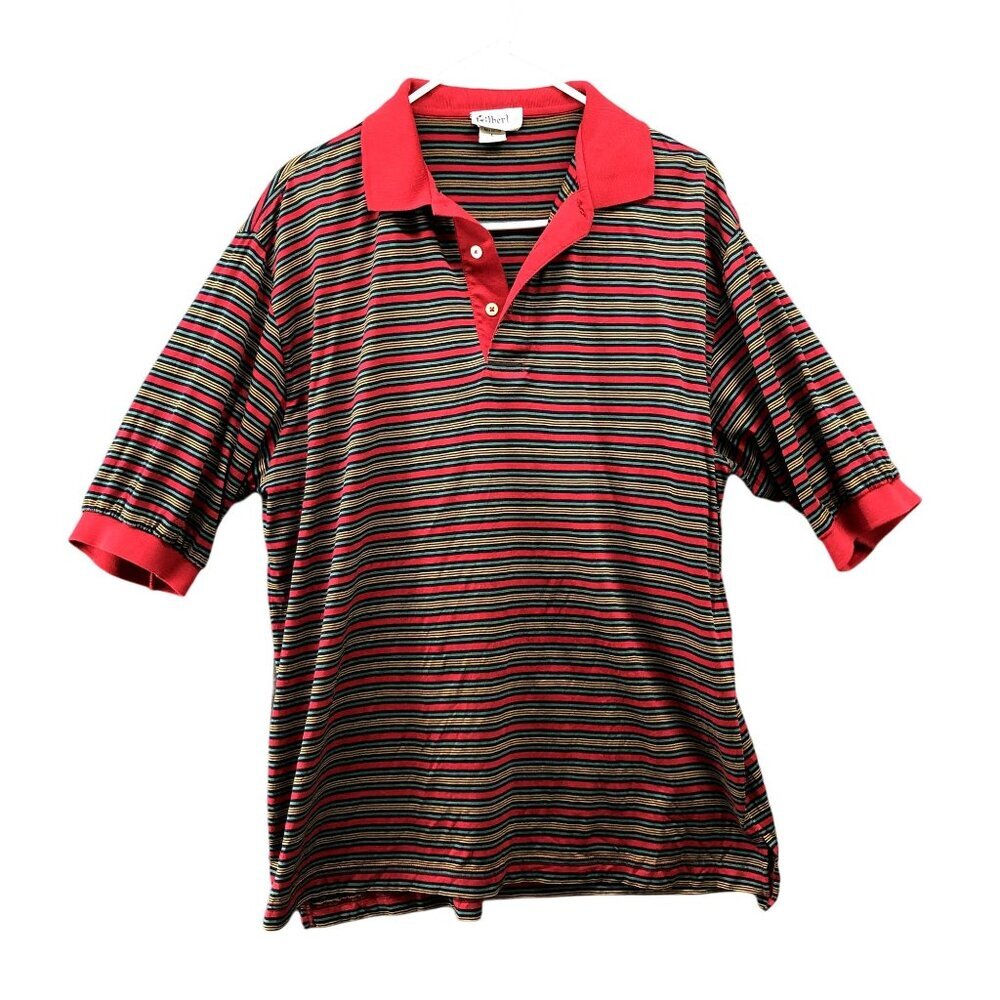Vintage‎ Gilbert LTD Pima Cotton Polo Shirt Mens L Short Sleeve Multi Striped